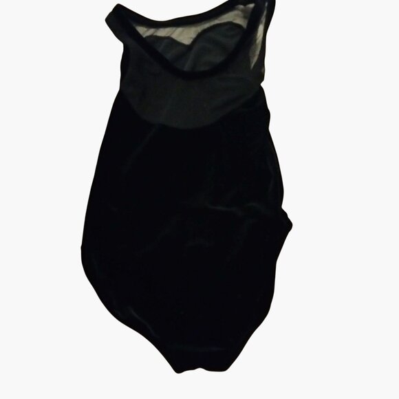 Little Stars Black Velvet Leotard Sheer Shoulders Dance Halloween MC Girls Mediu - Picture 4 of 6